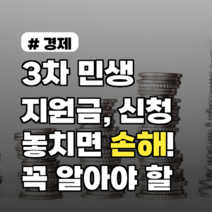 3차 민생지원금, 놓치면 손해! 꼭 알아야 할 3가지