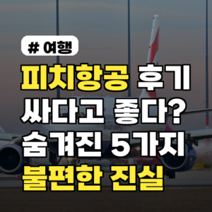 피치항공 후기, 싸다고 다 좋을까? 숨겨진 5가지 불편한 진실
