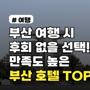 부산 호텔 TOP 5: 후회 없는 여행을 위한 완벽 선택