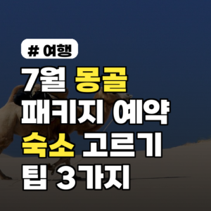 7월 몽골패키지: 실패 없는 숙소 고르는 팁 3가지