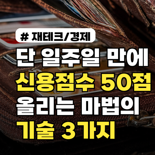 단 일주일 만에 신용점수 50점 올리는 마법의 기술 3가지