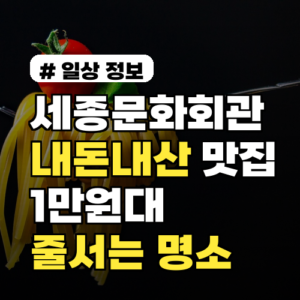 내돈내산 세종문화회관 맛집: 1만원대인데 줄 서는 숨은 명소 3곳