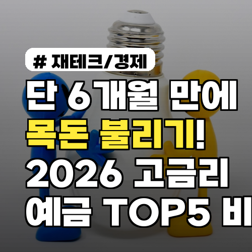 단 6개월 만에 목돈 불리기! 2026년 고금리 예금 TOP5 지금 비교