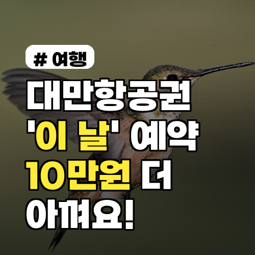 대만항공권 '이 날' 예약하면 10만원 더 아껴요!