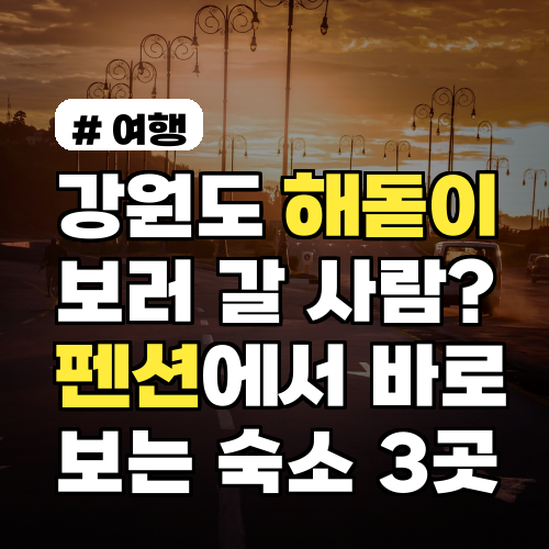 강원도 해돋이 보러 갈 사람? 펜션에서 바로 보는 숙소 3곳