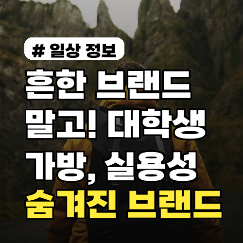 흔한 브랜드 말고! 대학생 가방, 실용성 좋은 숨겨진 브랜드 4곳