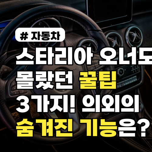 스타리아 오너도 몰랐던 꿀팁 3가지! 의외의 숨겨진 기능은?