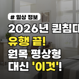 2026년 퀸침대 유행 끝! 원목, 평상형 대신 ‘이것’ 고르세요