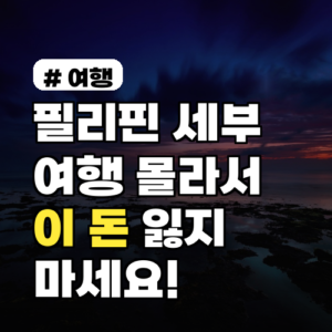 필리핀 세부 여행, 몰라서 ‘이 돈’ 잃지 마세요! 숨겨진 비용 3가지