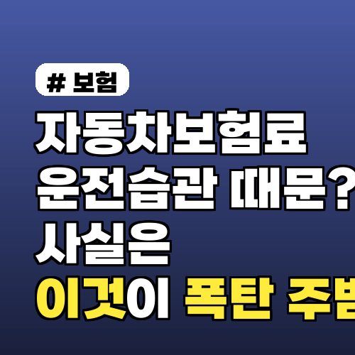 자동차보험료 운전습관 때문? 사실은 '이것'이 폭탄 주범!