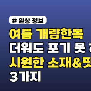 여름 개량한복, 더워도 포기 못 해! 시원한 소재&핏 3가지