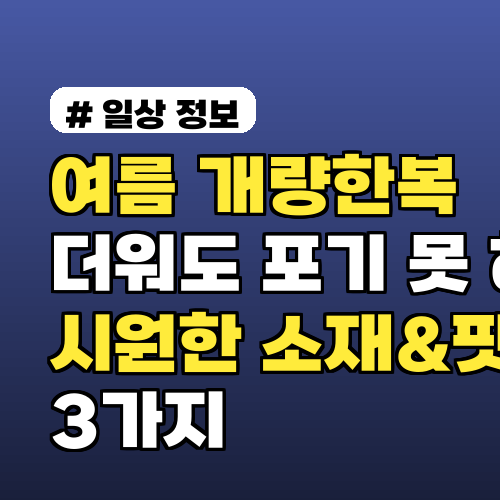 여름 개량한복, 더워도 포기 못 해! 시원한 소재&핏 3가지