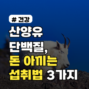 산양유 단백질, 건강에만 좋다? 알고 보니 돈 아끼는 섭취법 3가지