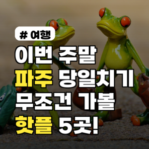 이번 주말 파주 당일치기? 무조건 가봐야 할 핫플 5곳 (2026년 기준)